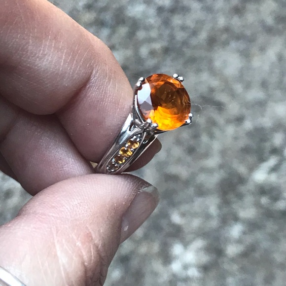 💕💕Mederia citrine and orange sapphires ring - Picture 15 of 16